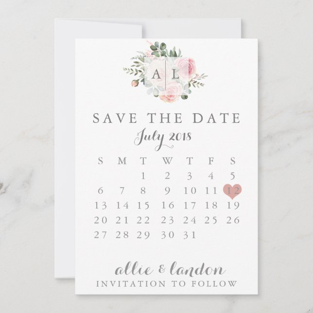 Save The Date Floral Enregistrer le calendrier des dates (Devant)
