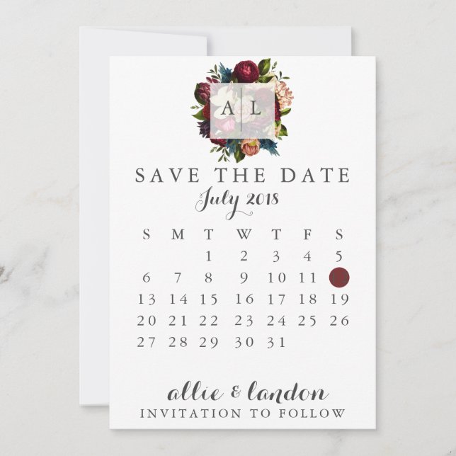 Save The Date Floral Enregistrer le calendrier des dates (Devant)