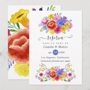 Save The Date Floral espagnol Mariage Fiesta