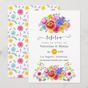 Save The Date Floral espagnol Mariage Fiesta