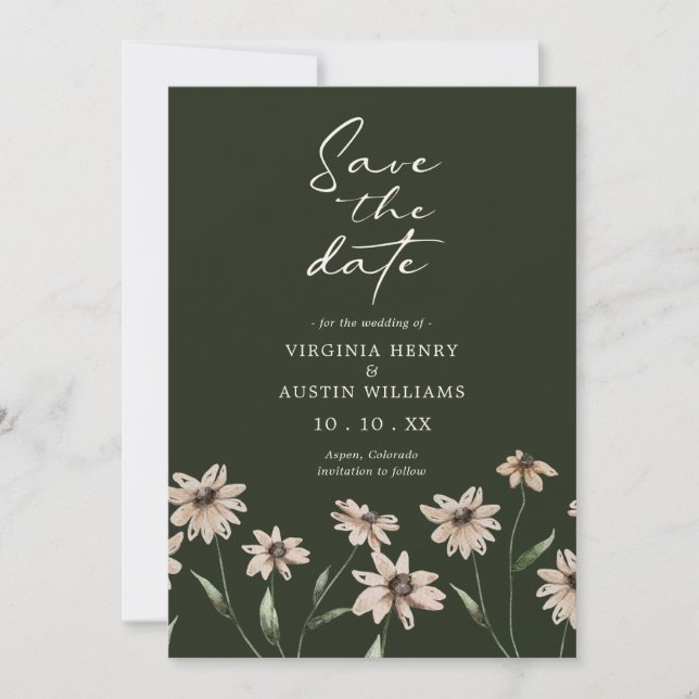 Save The Date Floral et vert (Devant)