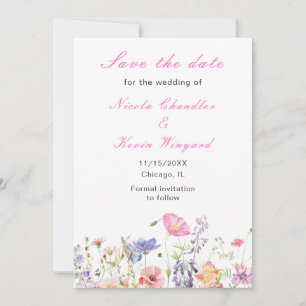 Save The Date Floral fleur sauvage Spring