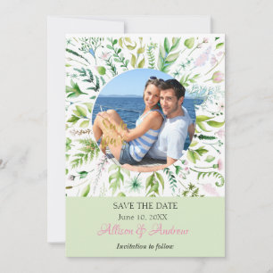 Save The Date Floral Green Photo Sauvez la date
