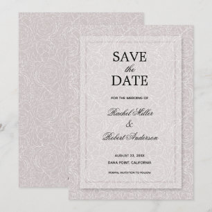 Save The Date Floral Grey Lilac