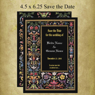 Save the Date Floral Illuminated Medieval Editable Announcement