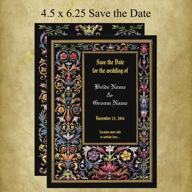 Save the Date Floral Illuminated Medieval Editable Announcement (Creator Uploaded)