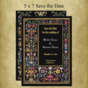 Save the Date Floral Illuminated Medieval Editable Announcement
