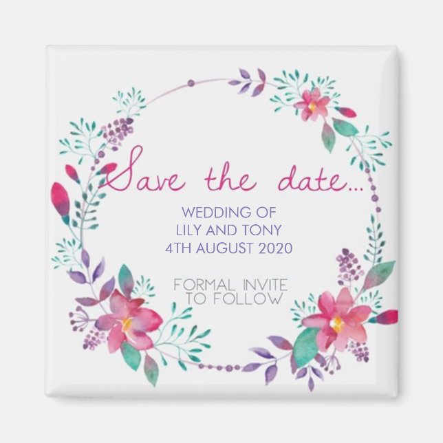 Save the date Floral Magnet (Front)