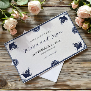 Save The Date Floral mexicain Otomi simple Mariage Fiesta