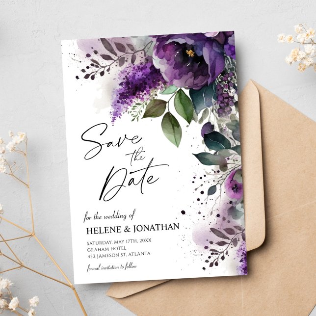 Save The Date Floral Moderne élégant jardin botanique Mariage (Floral Modern Elegant Botanical Garden Wedding Save The Date)