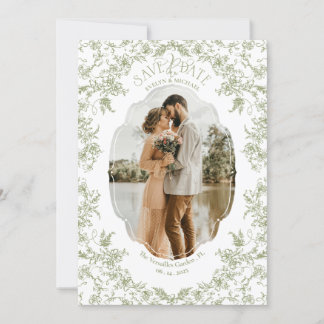 Save The Date Floral Romance Chinoiserie classique Amour Eucalyp