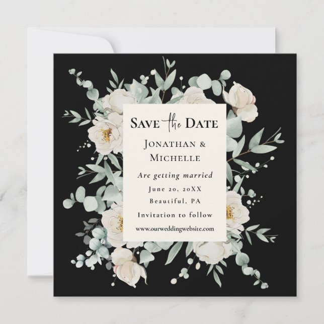 Save The Date Floral rose blanche sur la Bible chrétienne Mariag (Devant)