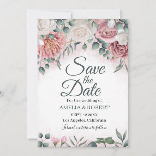 Save The Date Floral Rose de la Dusty