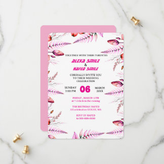 Save The Date Floral Rose Wedding Invitation: Blush Pink