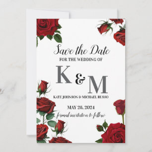 Save The Date Floral Roses rouges