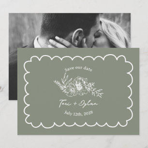 Save The Date Floral Sage Green Botanique Enregistrer La Date Ph