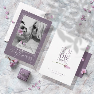 Save The Date Floral Sparkles Mariage Mauve V2 ID889