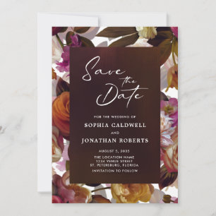 Save The Date Floral Splendor QR Code Moderne Moody Mariage