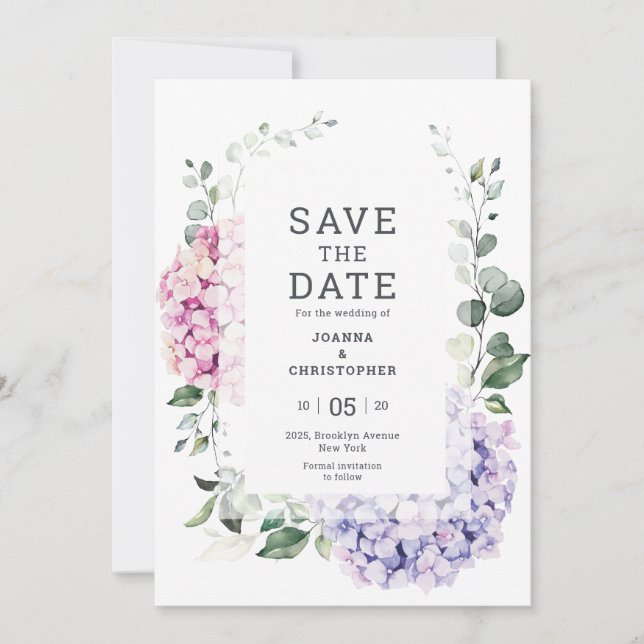 Save The Date Florales rose pâle Mariage botanique moderne (Devant)