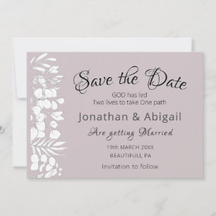 Save The Date Flore blanche sur Lavender Mariage inspirant
