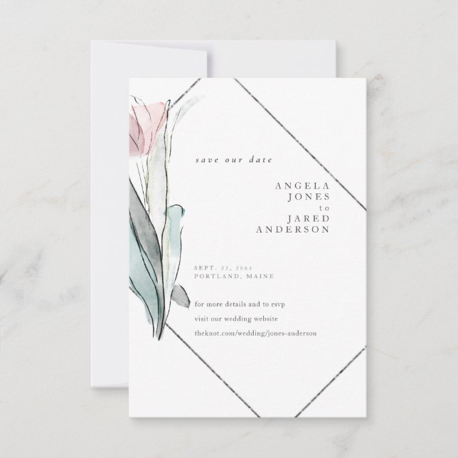 Save The Date Flore d'aquarelle de printemps Économisez nos date (Devant)