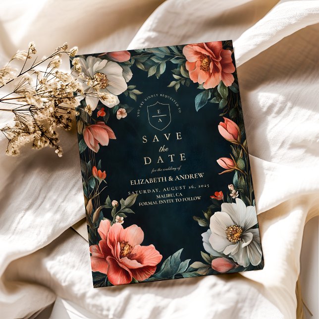Save The Date Flore noire Art nouveau (Créateur téléchargé)
