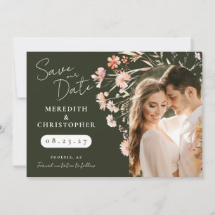 Save The Date Flore verte Blush Mariage Photo