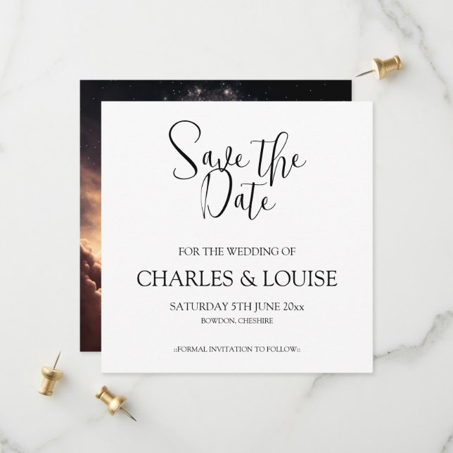 Save The Date Flutes de Champagne Économisez la date (Devant/Arrière en situation)