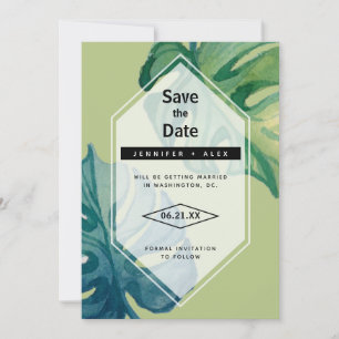 Save The Date Foliage D'Aquarelle Tropicale Enregistrer La Date