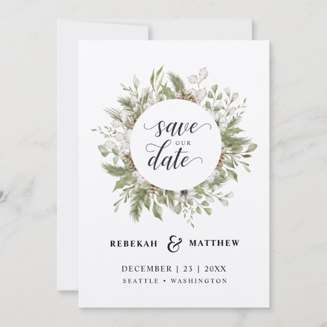 Save The Date Foliage Mariage de Noël | Photo Enregistrer La Dat (Devant)