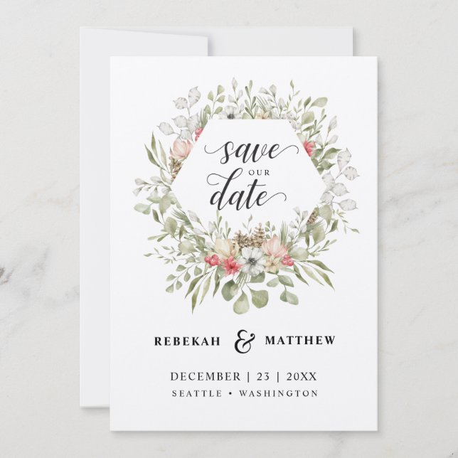 Save The Date Foliage Mariage de Noël | Photo Enregistrer La Dat (Devant)