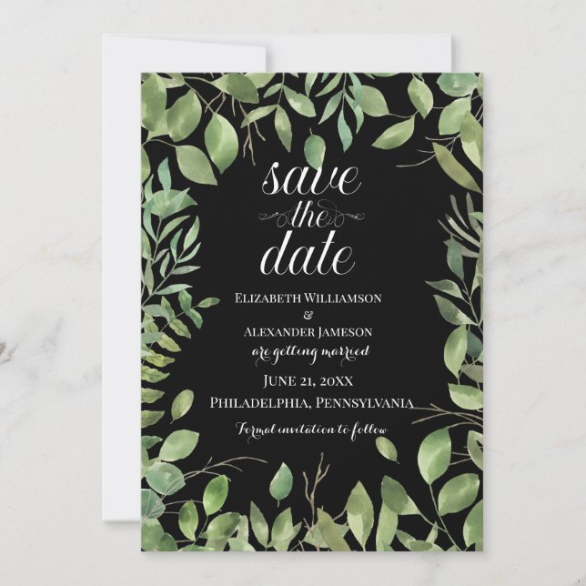 Save The Date Foliage simple, Enregistrer le Mariage de date (Devant)