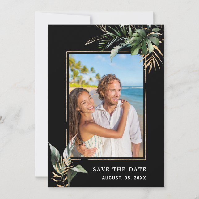 Save The Date Foliage tropical sauvage Photo Mariage (Devant)