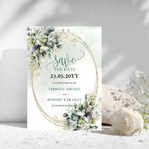 Save The Date Foliage Vert Sauge Aquarelle Enregistrez La Date