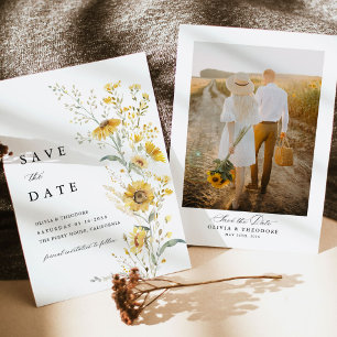 Save The Date Fond de photo de mariage tournesol fleur sauvage j