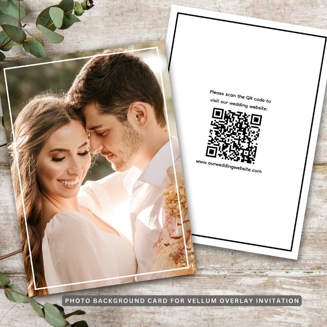 Save The Date Fond de photo de superposition de vélin de code QR (Modern QR Code Vellum Overlay Background Photo Save The Date
)