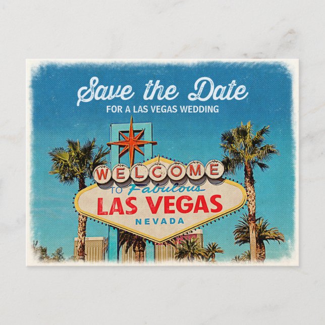 Save the Date for a Fabulous Las Vegas Wedding Announcement Postcard (Front)