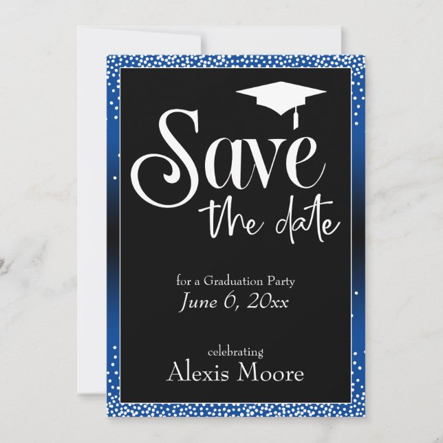 Save the Date for a Graduation Party Blue Ombre Invitation (Front)