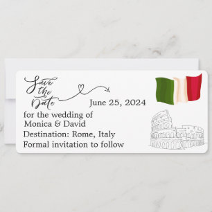 Save the Date for a wedding in Rome, Italy Invitation
