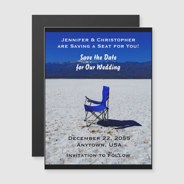 Save the Date for Our Wedding Blue Chair Magnet (Front/Back)