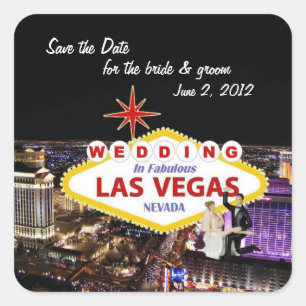 Save the Date for the bride & groom Wedding In Las Square Sticker