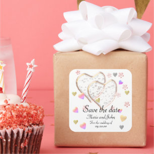 SAVE THE DATE, FOR THE WEDDING SQUARE STICKER