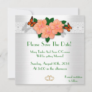 Save the date for Wedding, Hibiscus Invitation