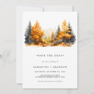 Save The Date Forêt aux couleurs automnales minimaliste