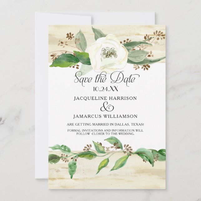 Save The Date Forêt Bois Feuille de bois Photo BOHO Save the Dat (Devant)