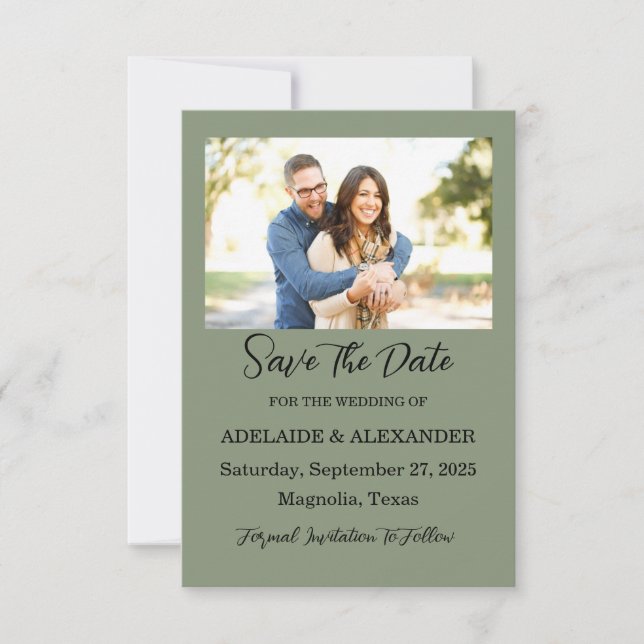 Save The Date Forêt de bois Photo Mariage Green (Devant)