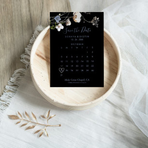 Save The Date Forêt sauvage Floral Noir Enregistrer le calendrie