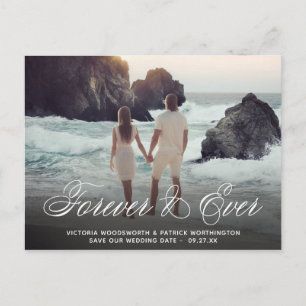 Save the Date Forever & Ever Wedding Photo Script Announcement Postcard