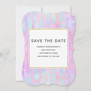 Save The Date Formes rectangulaires violettes et bleues à l'anni
