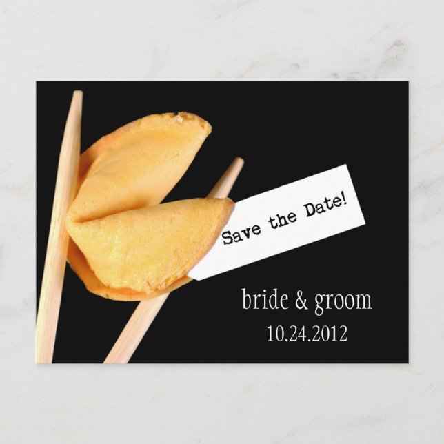 Save the Date Fortune Cookie Postcard (Front)
